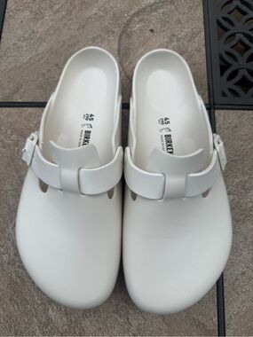 Birkenstock White Slip-On Clog Mules with Adjustable Strap